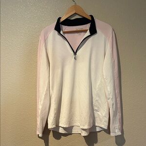 SanSoleil White & Light Pink Quarter-Zip Women's Top